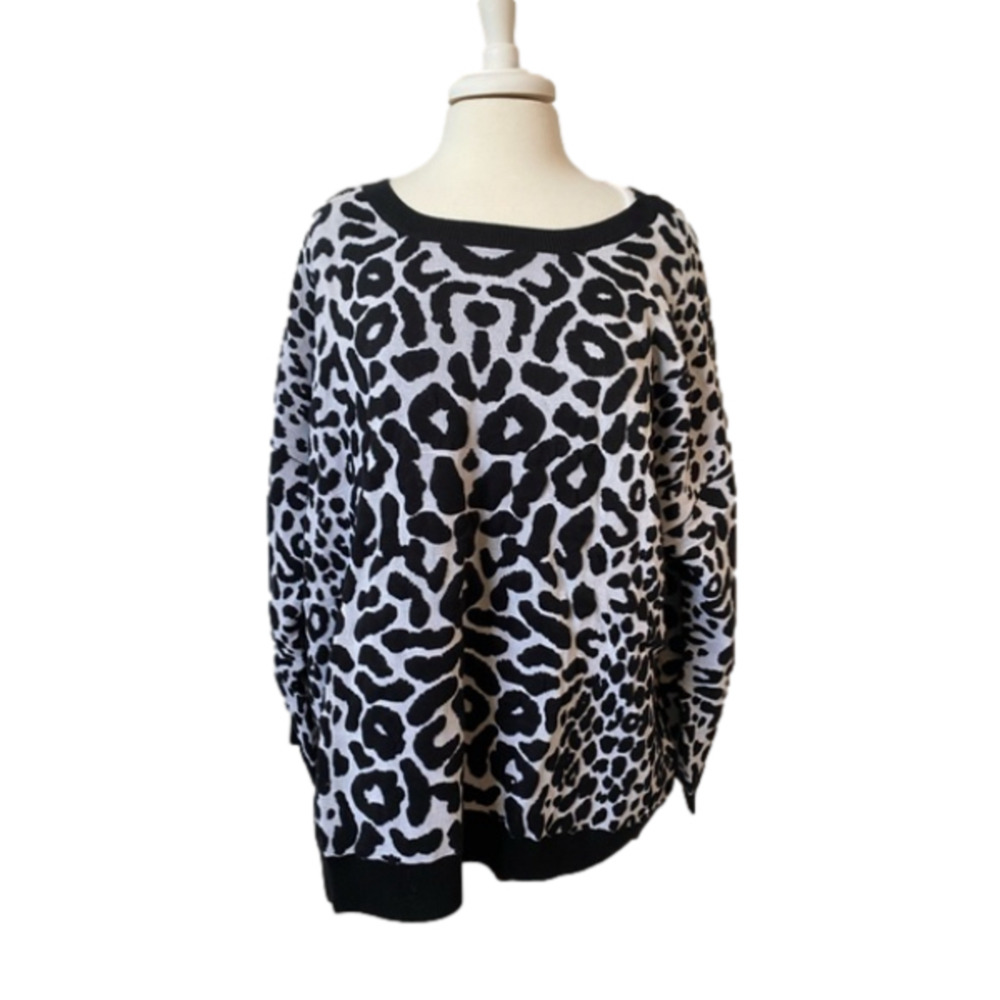 Jessica London New Women's Plus 26/28 Chic Leopard Print‎ Versatile Knit Sweater